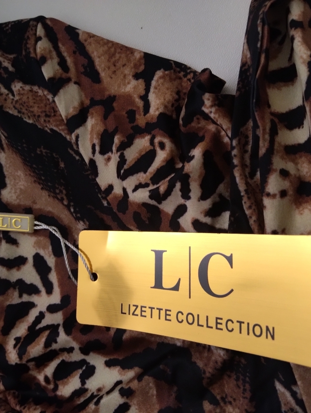 Lizzete Collection Women's Brown Animal Print Long Sleeve Bodysuit New Size M - Picture 2 of 5